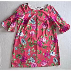 Bright Pink Floral Ruffle Sleeve Curvy Dress